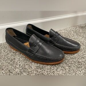 Johnston & Murphy black leather penny loafers, men's size 11.5